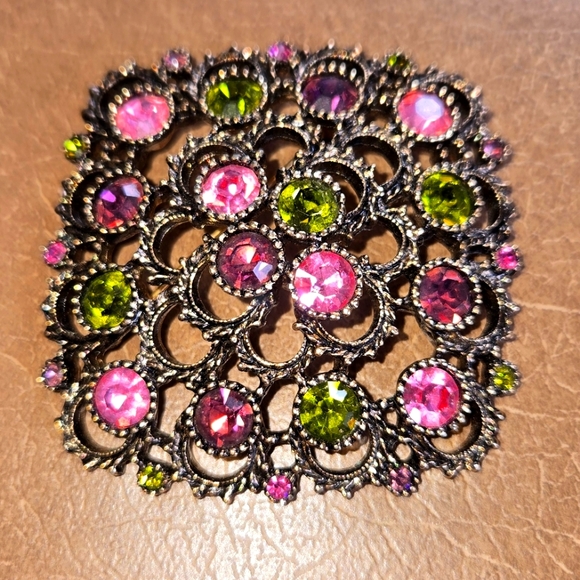 Sarah Coventry Jewelry - Vintage 1973 Sarah Coventry Austrian Lites Multi-Color Rhinestones Brooch Pin